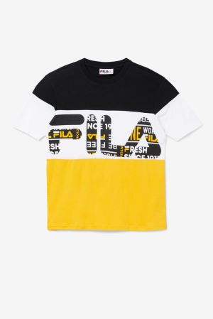 FILA Johnson Tee Shirts Black / Yellow / White,Mens Clothing | CA.AIUHBX384